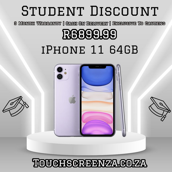 Student Discount - iPhone 11 64GB     (Assorted Colours) - CPO