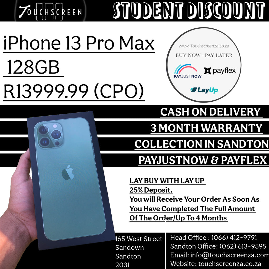 Student Discount - iPhone 13 Pro Max 128gb (Assorted Colours) - CPO